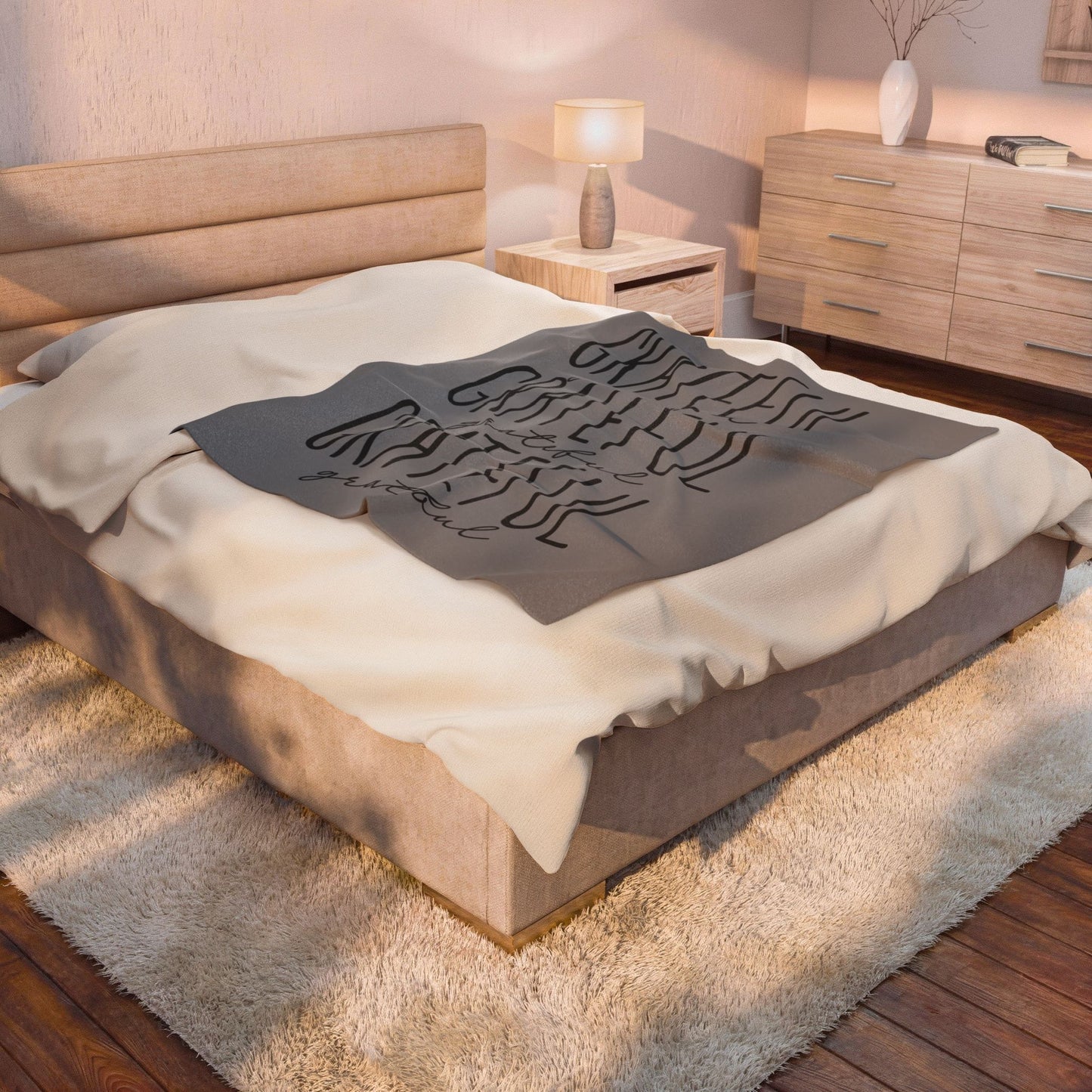 Grateful Velveteen Plush Blanket (grey)