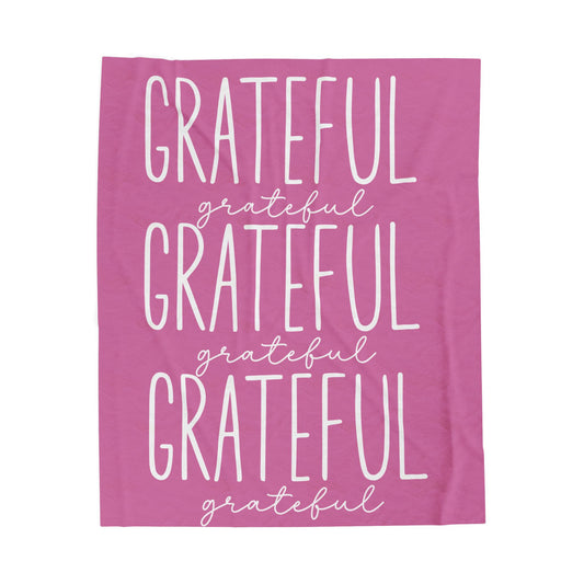 Grateful Velveteen Plush Blanket (Pink)