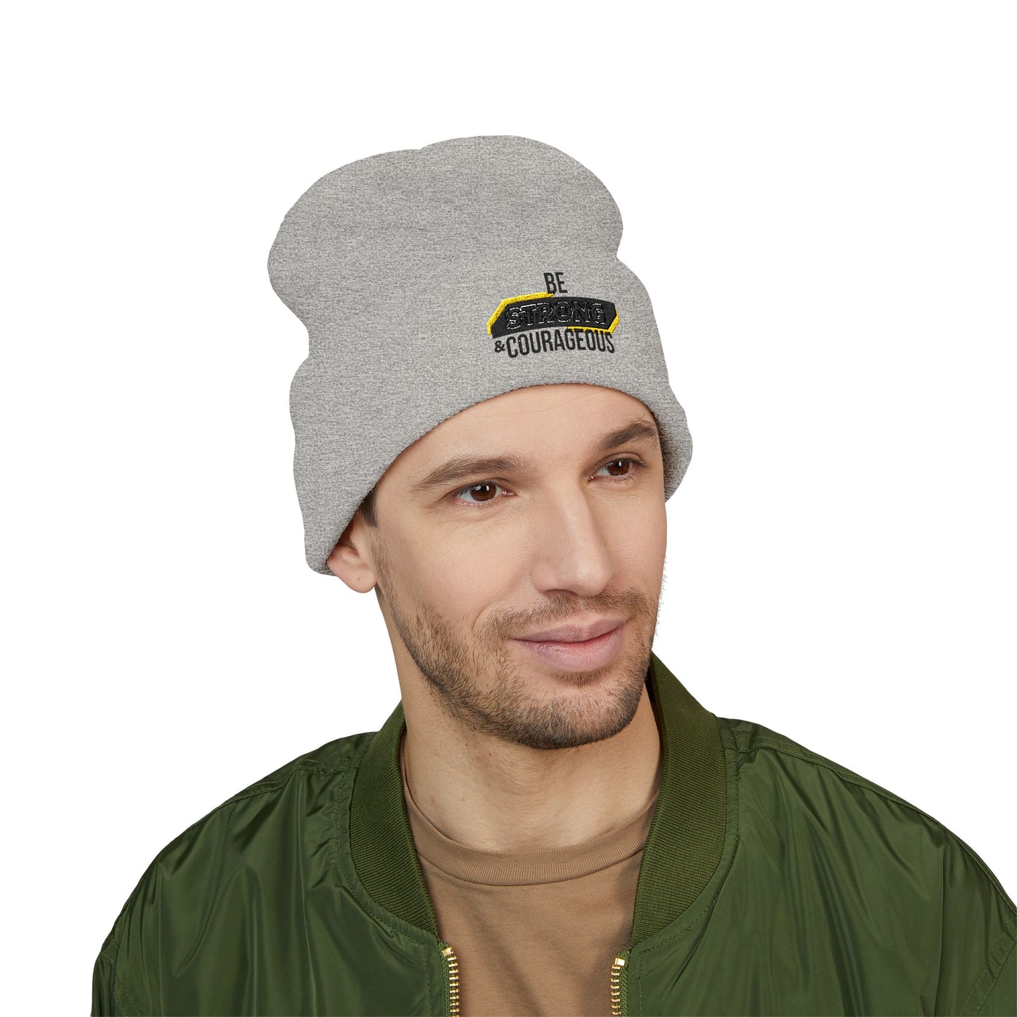 Be Strong & Courageous Embroidered Beanie
