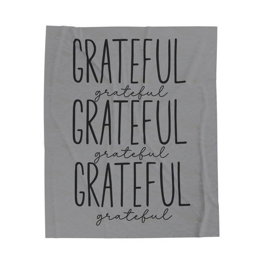 Grateful Velveteen Plush Blanket (grey)